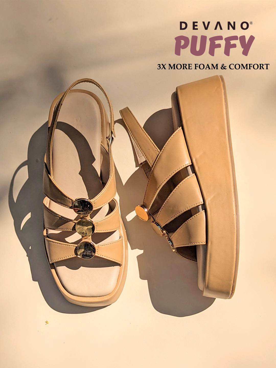 Suzy Puffy Stud Sandal Natural