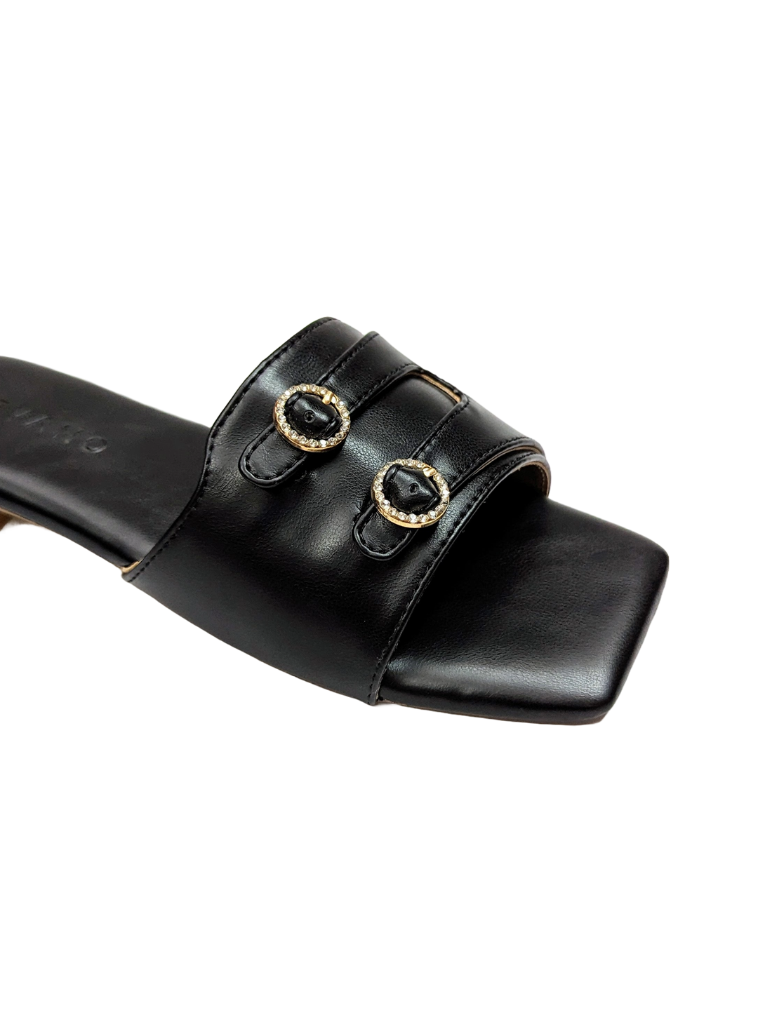 Aria Double Buckle Flats Midnight Black