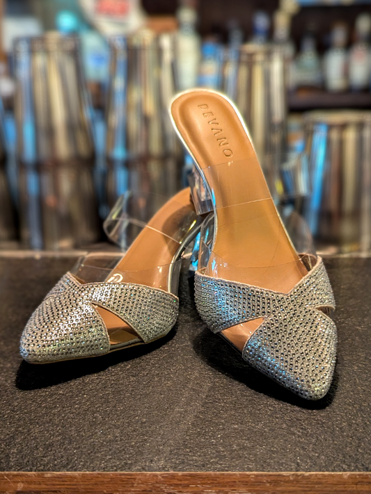Ella Glass Mules Crystal