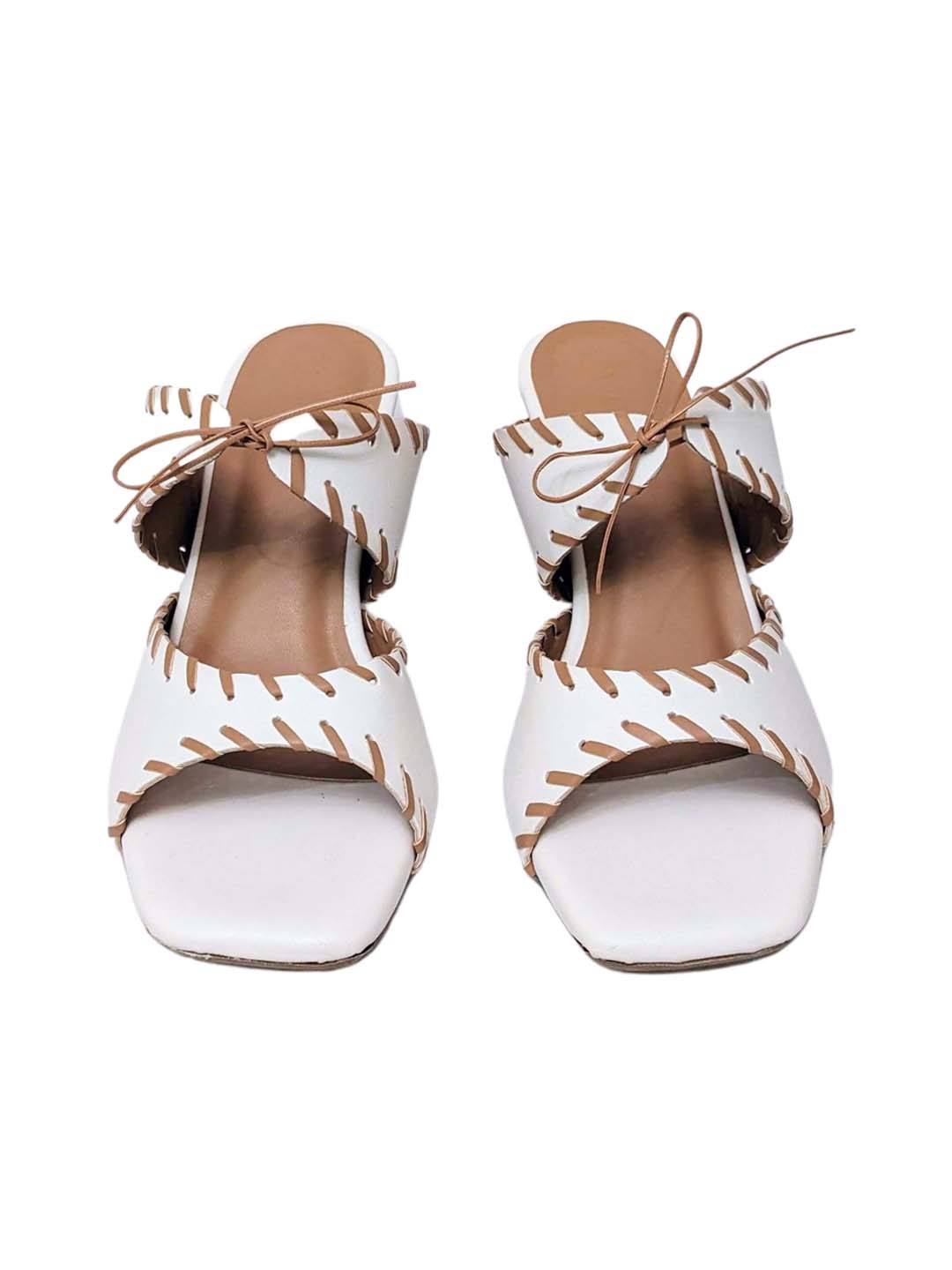 Renata Tie Up Mules Natural White