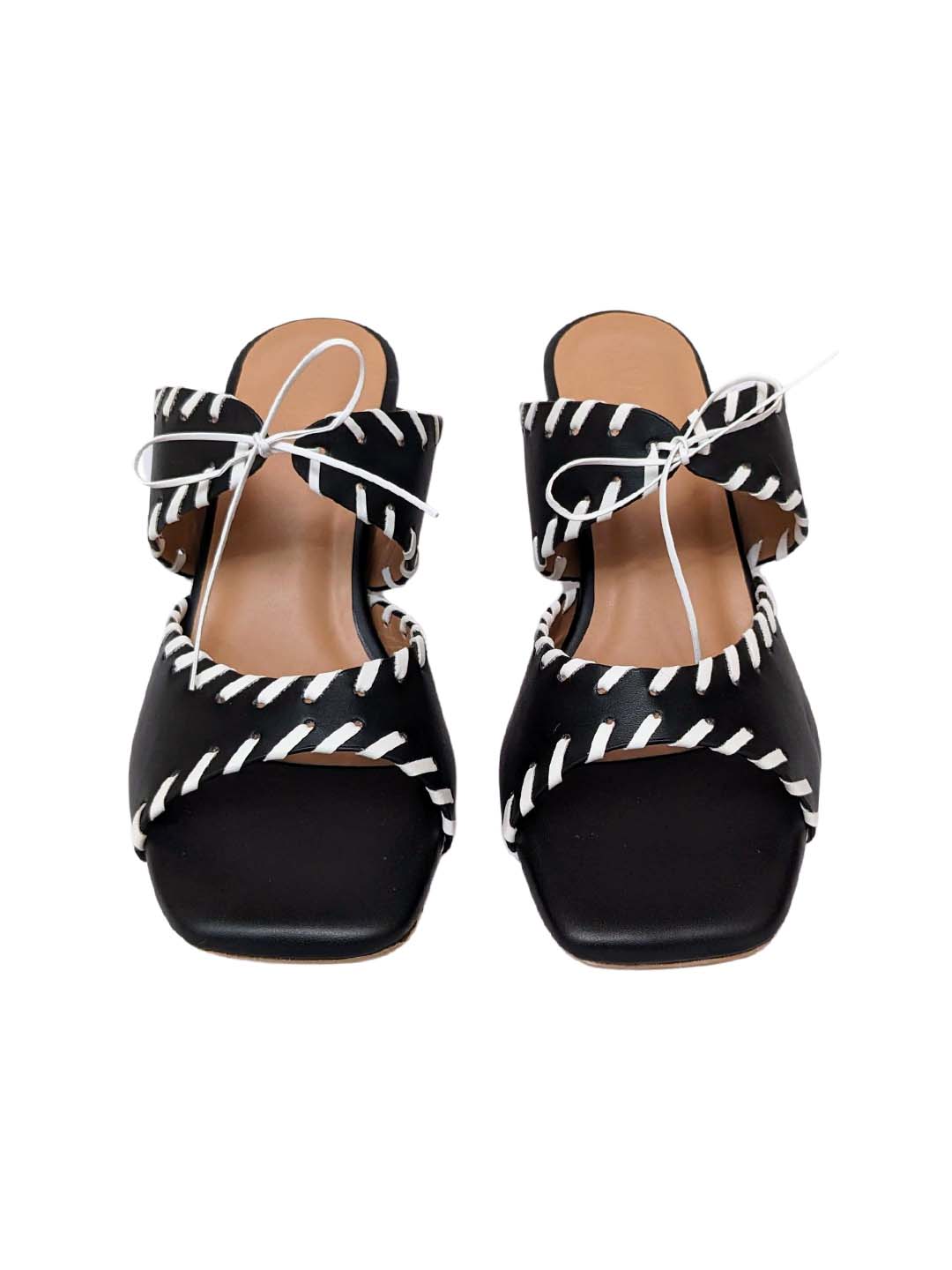 Renata Tie Up Mules Black & White