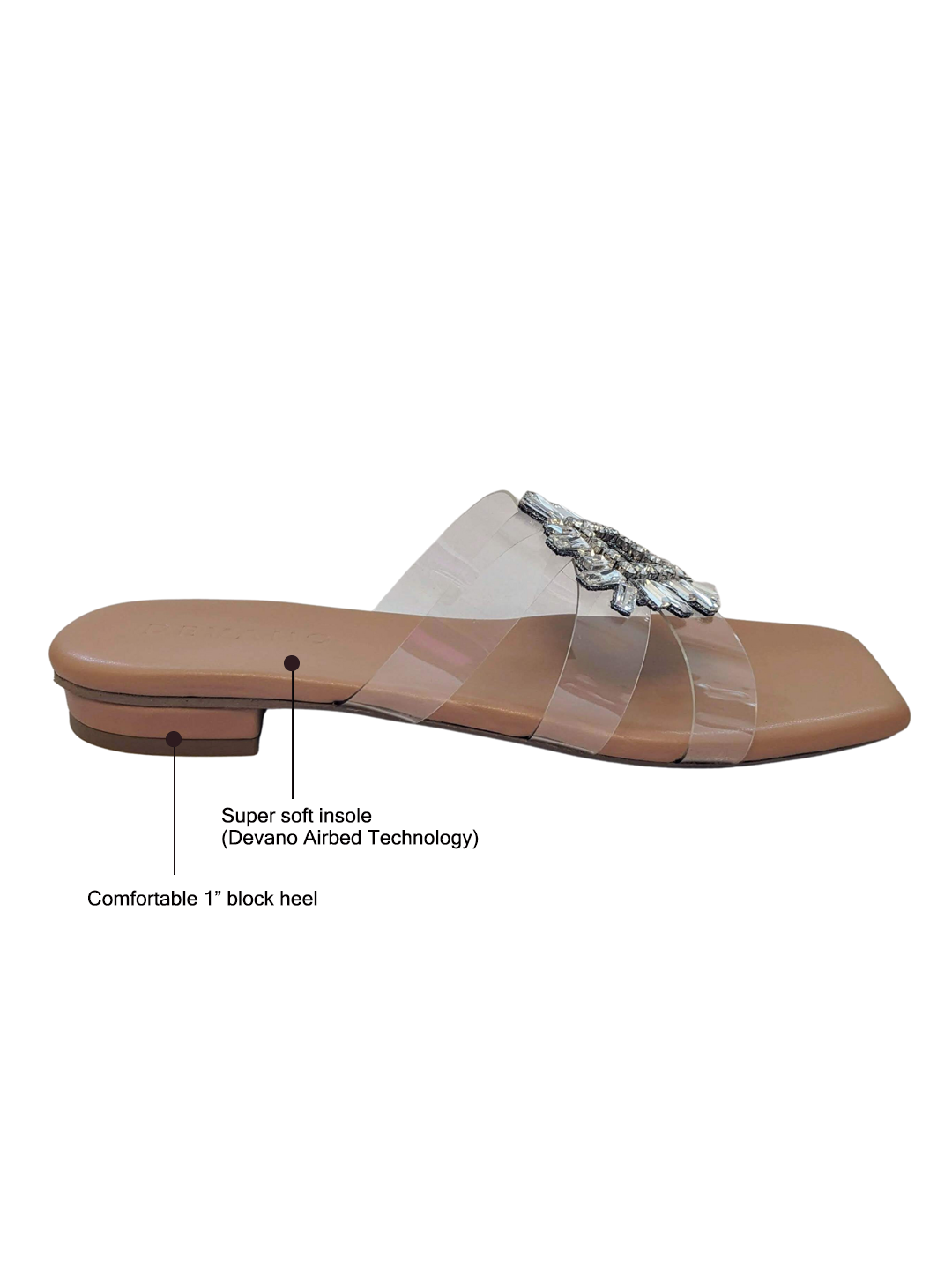 Mia Crystal Sliders Clear