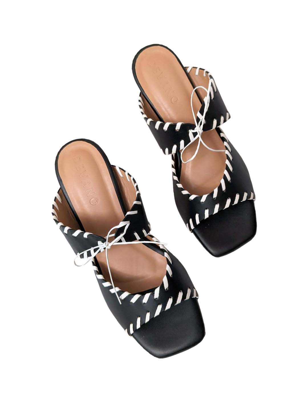 Renata Tie Up Mules Black & White