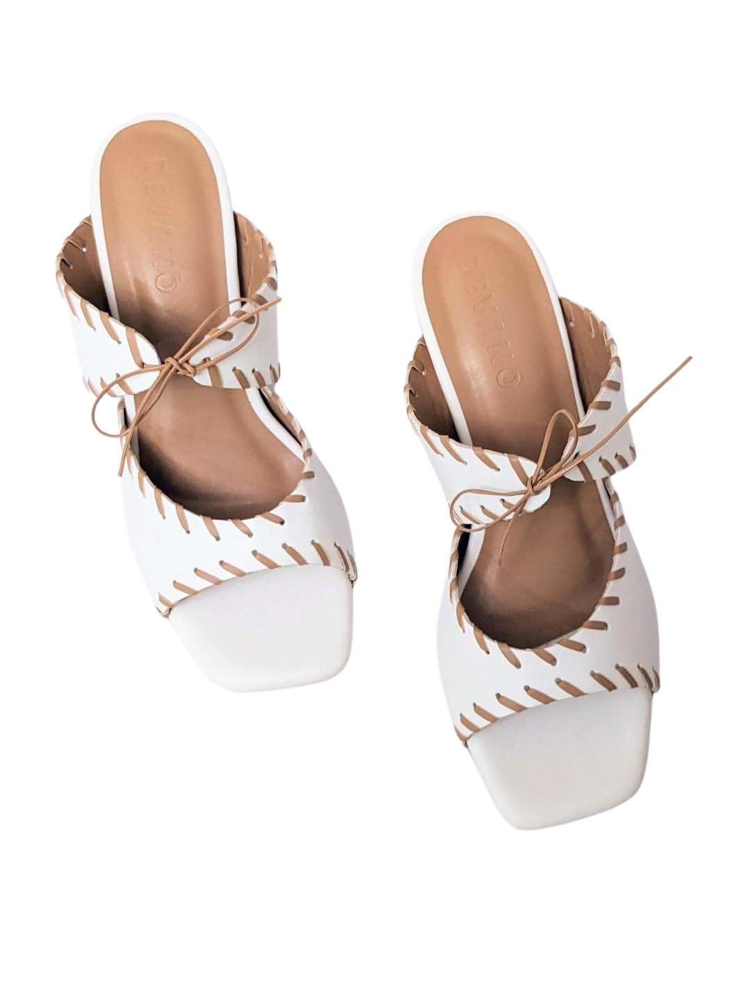 Renata Tie Up Mules Natural White