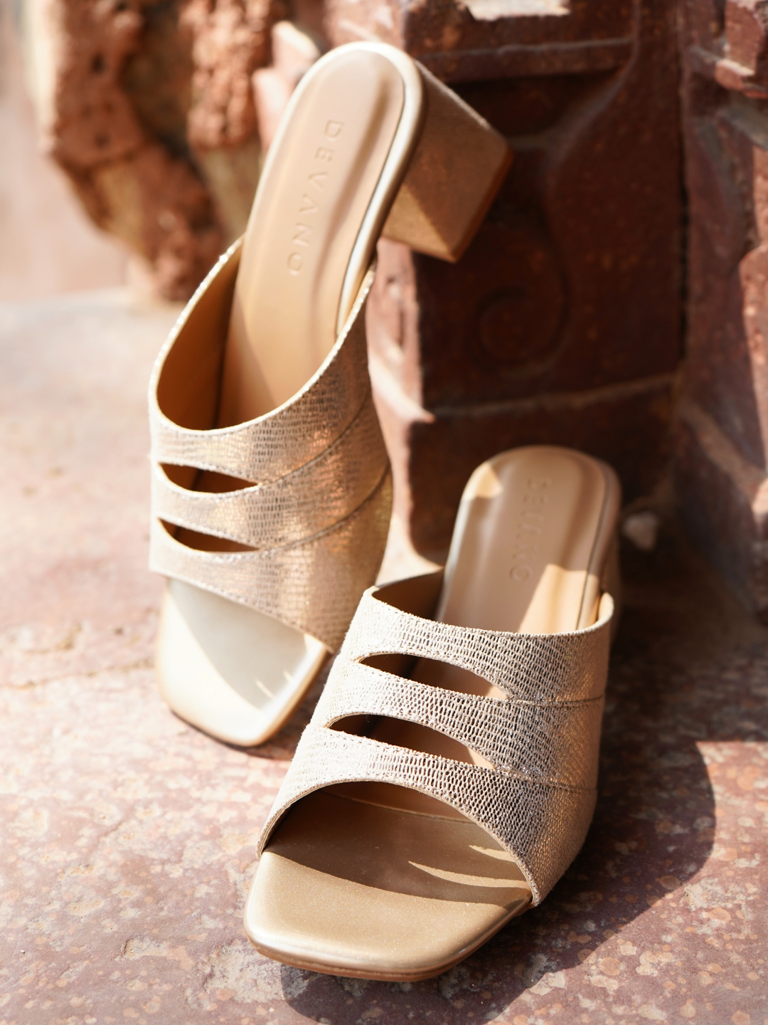 Emma Cutout Mules Champagne Gold