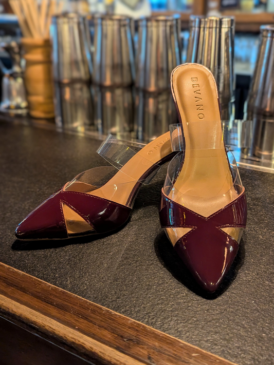 Ella Glass Mules Glazed Cherry