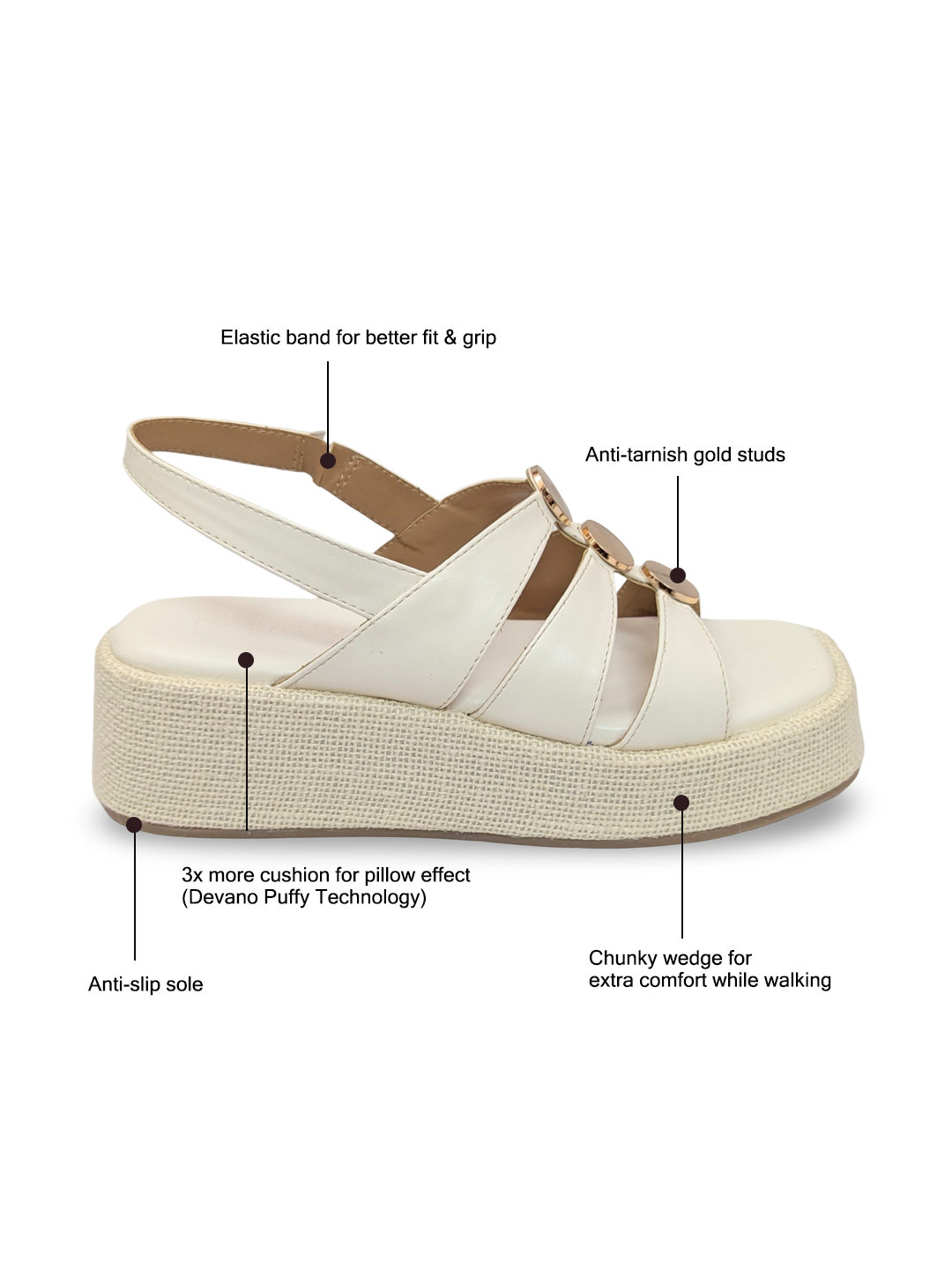 Suzy Puffy Stud Sandal Wicker White