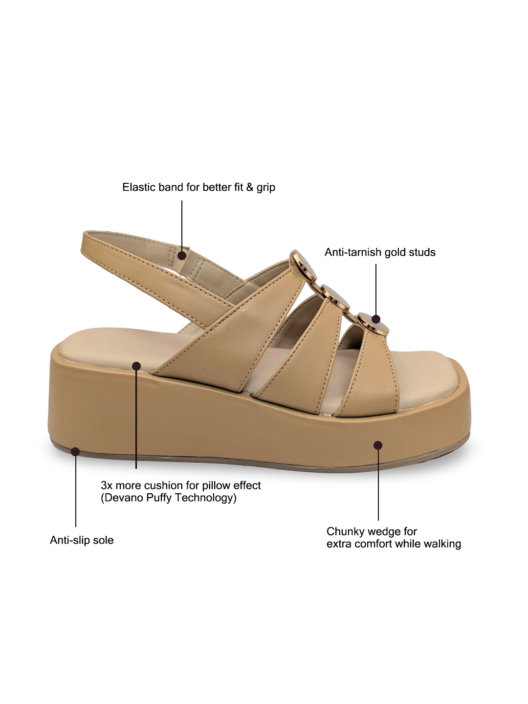 Suzy Puffy Stud Sandal Natural