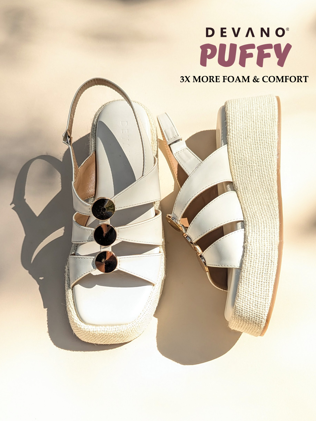 Suzy Puffy Stud Sandal Wicker White
