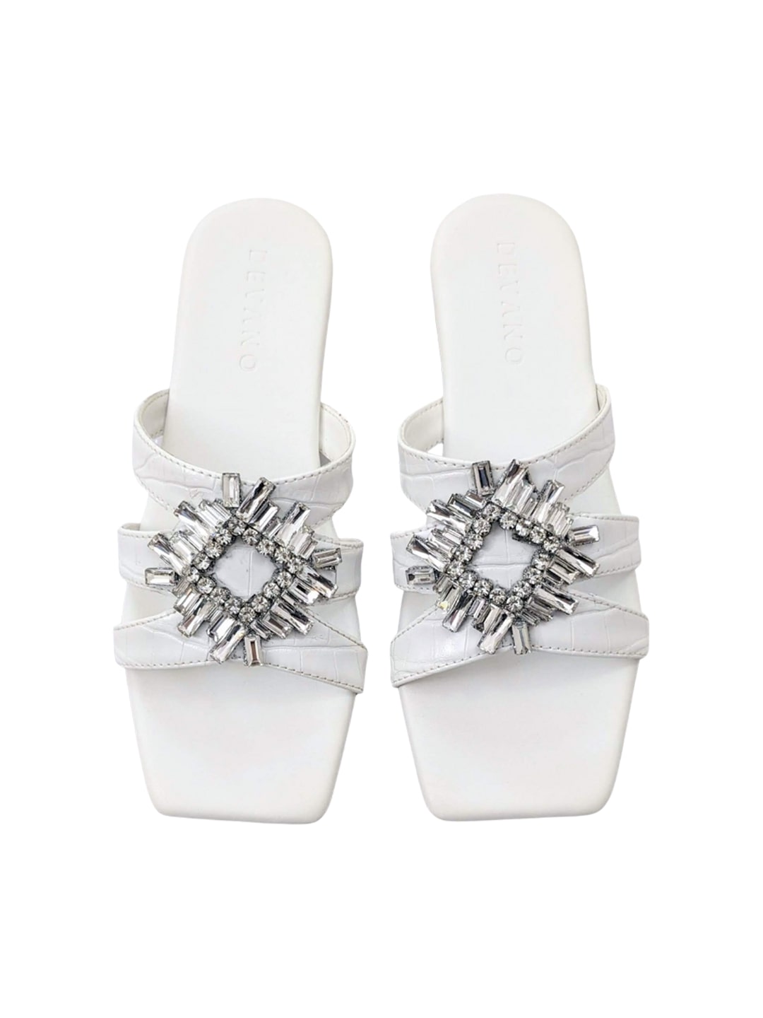 Mia Crystal Sliders Chalk White