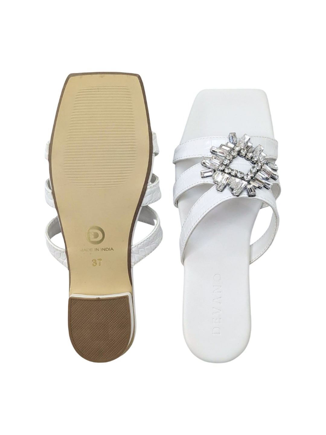 Mia Crystal Sliders Chalk White
