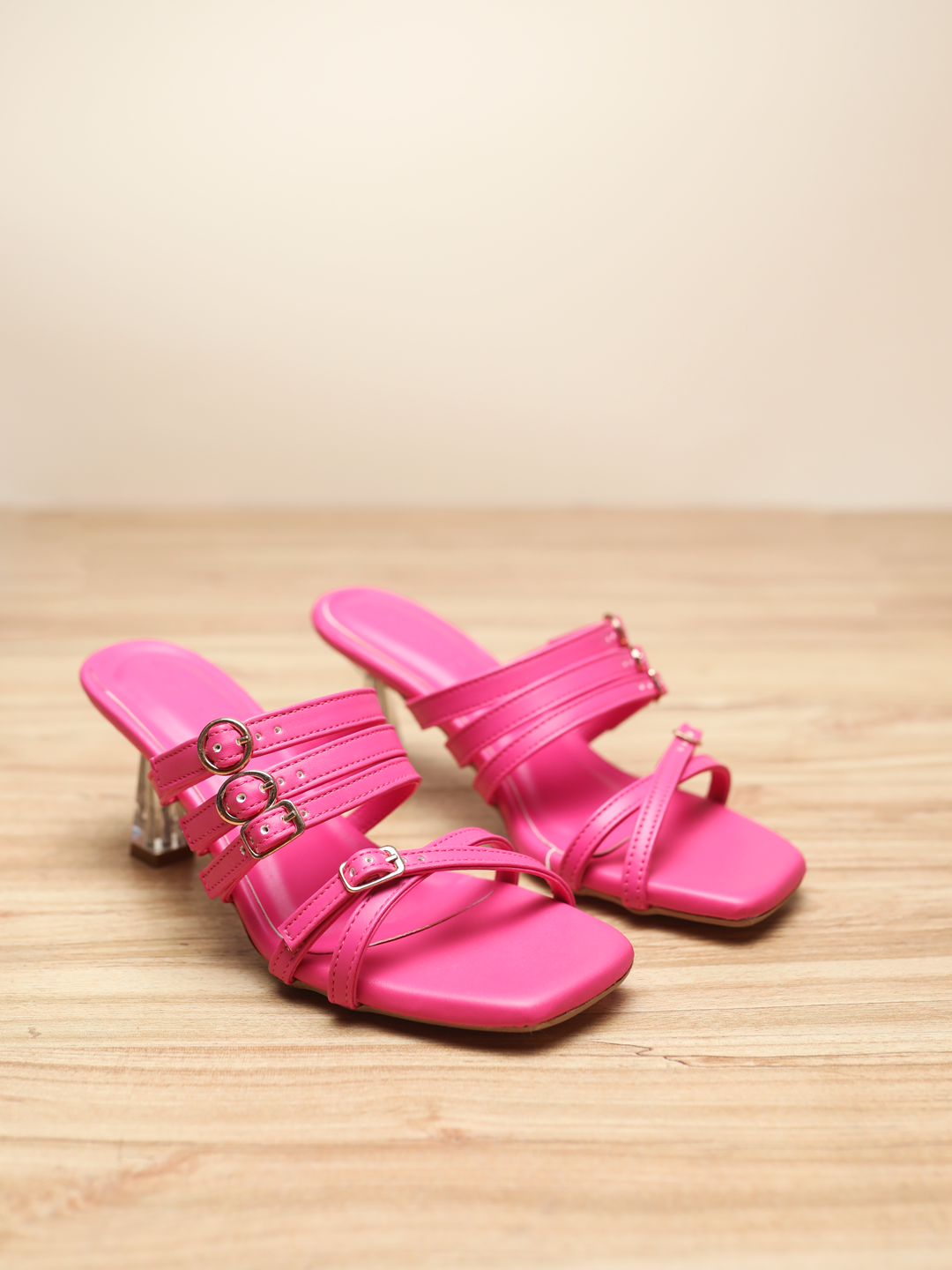 Lola Strappy Mules Pop Pink