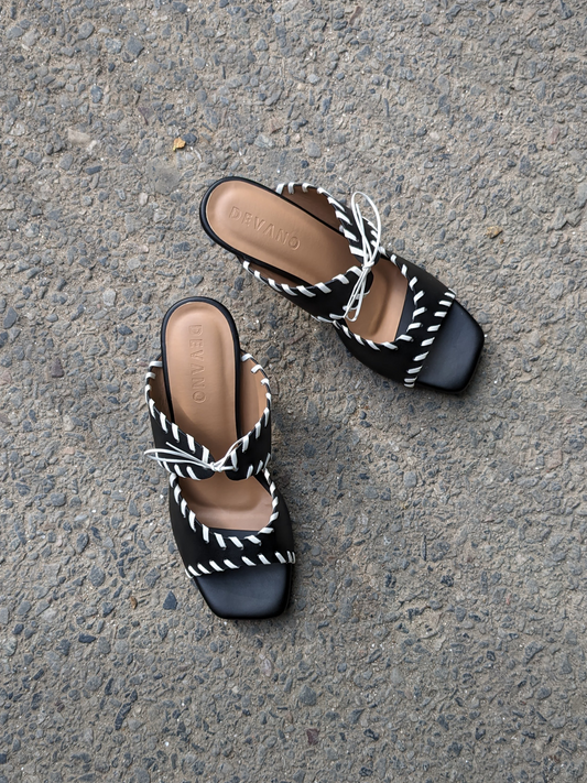 Renata Tie Up Mules Black & White