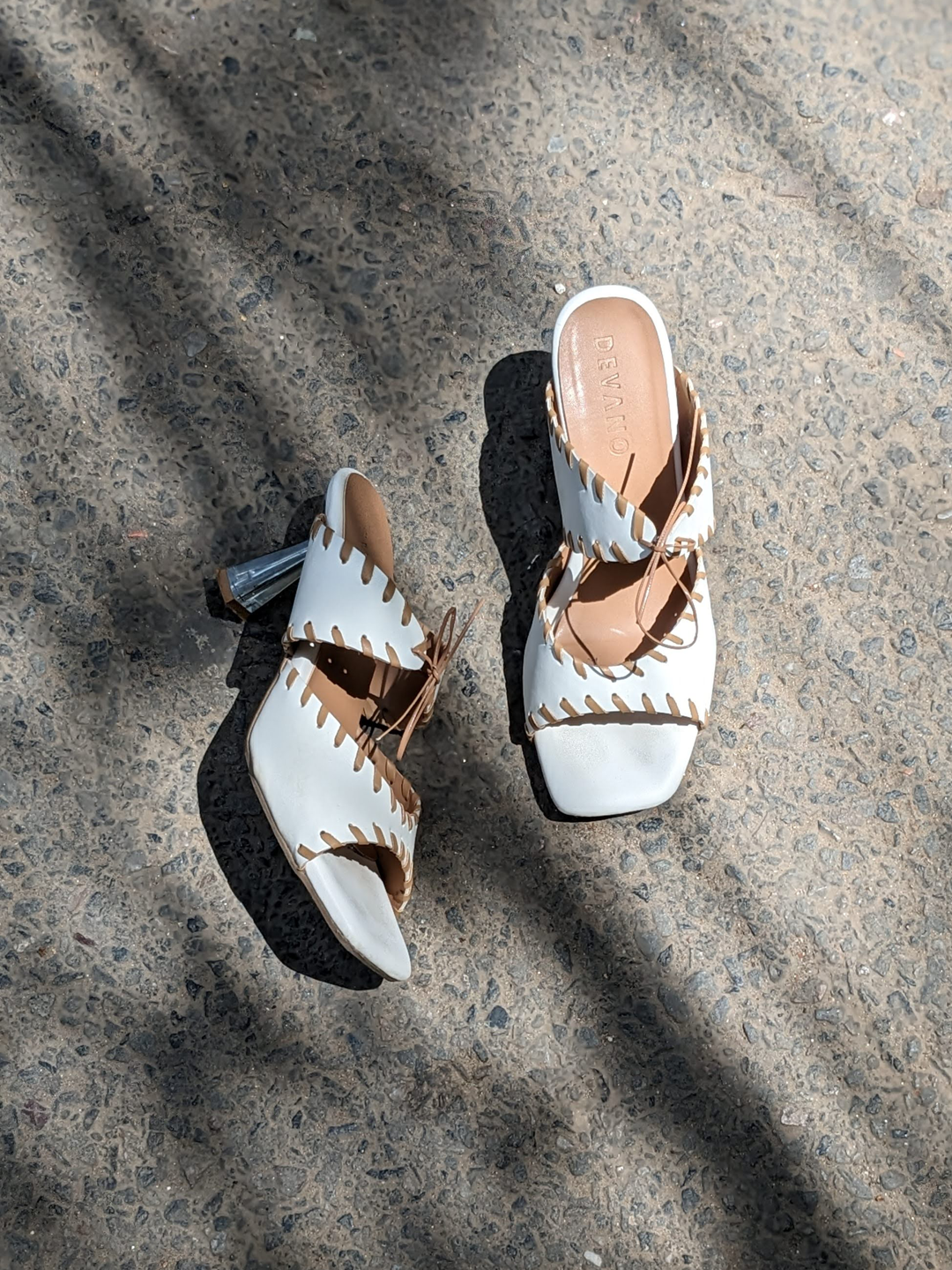 Renata Tie Up Mules Natural White