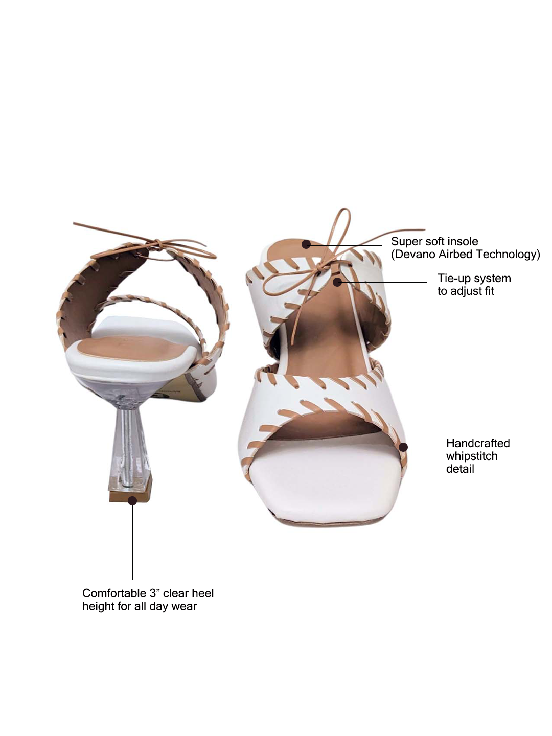 Renata Tie Up Mules Natural White