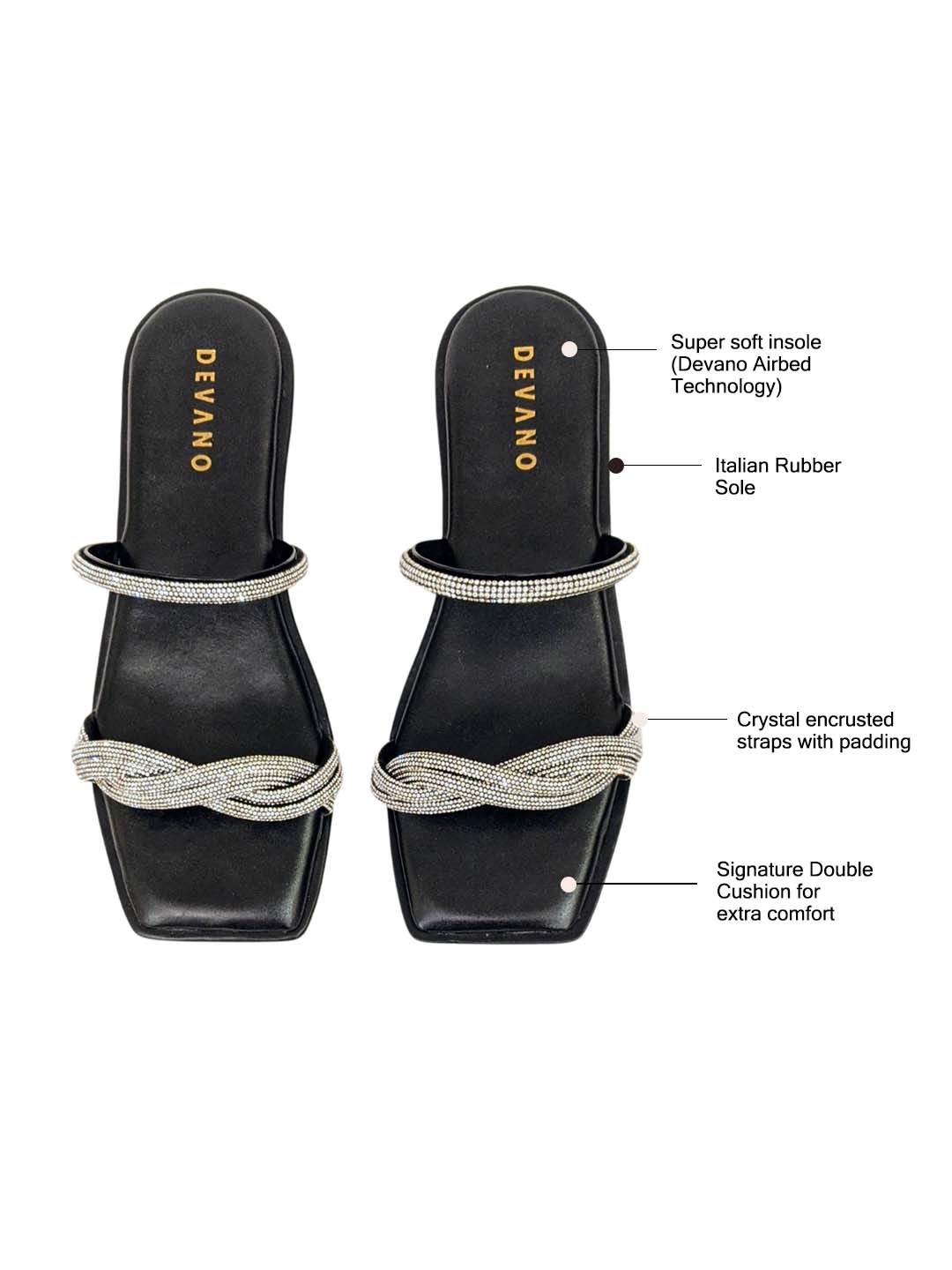 Aurum Twisted Flats Midnight Black & Silver