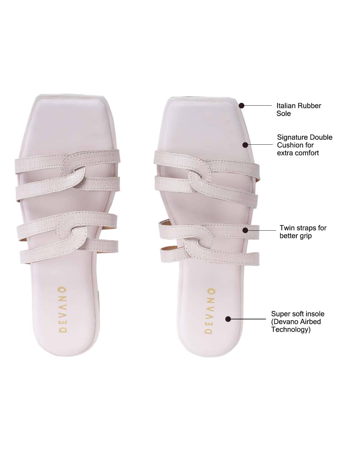 Fanny Twin Strap Flats Cream