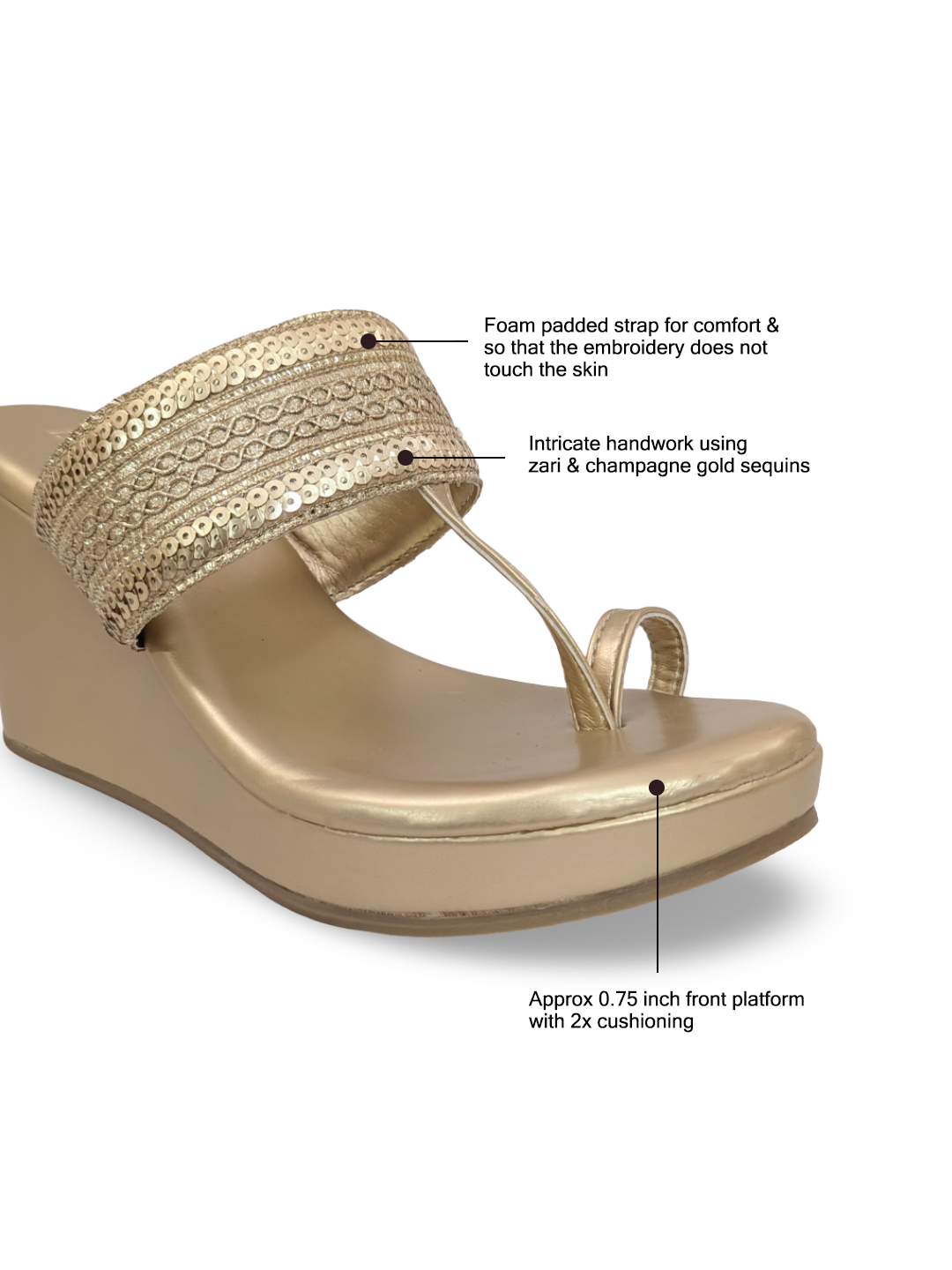 Azrah Kolha Wedges Gold