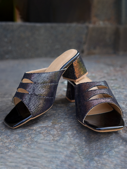 Emma Cutout Mules Starry Black