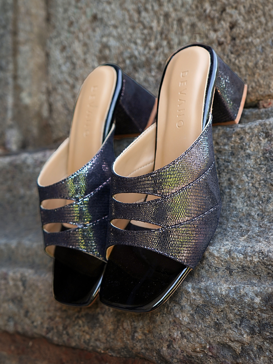 Emma Cutout Mules Starry Black