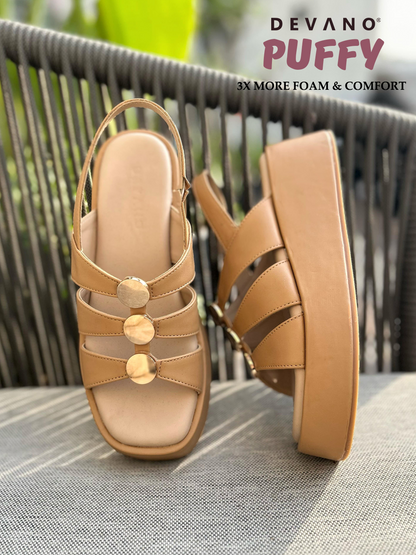Suzy Puffy Stud Sandal Natural