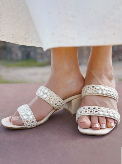 Inaya Mirror Heels Ivory