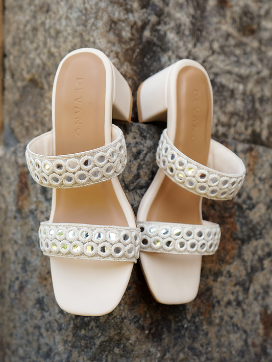 Inaya Mirror Heels Ivory