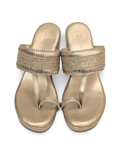Azrah Kolha Wedges Gold