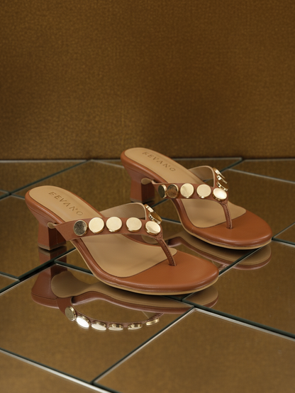 Stella Thong Kitten Heels Tan