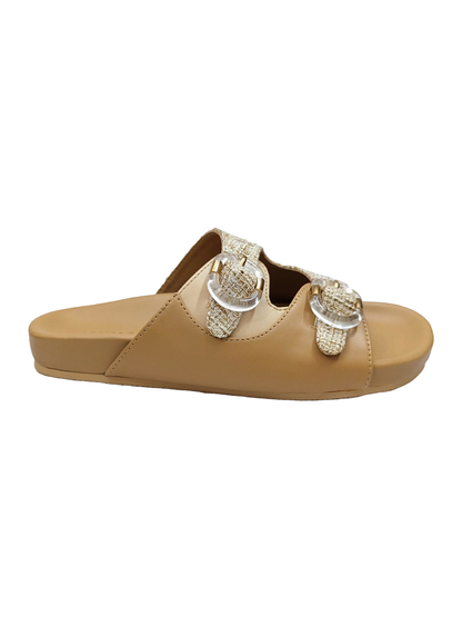 Cabana Double Buckle Sliders Natural
