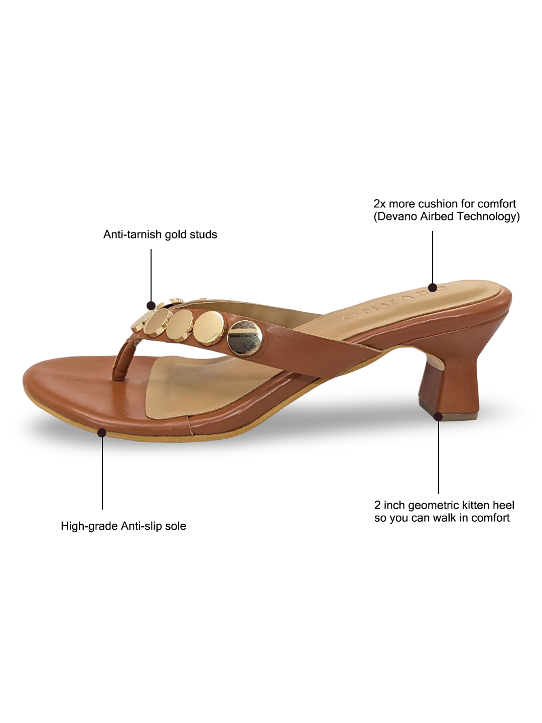 Stella Thong Kitten Heels Tan