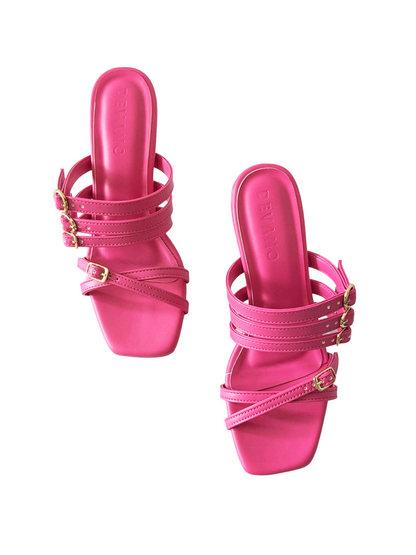 Lola Strappy Mules Pop Pink