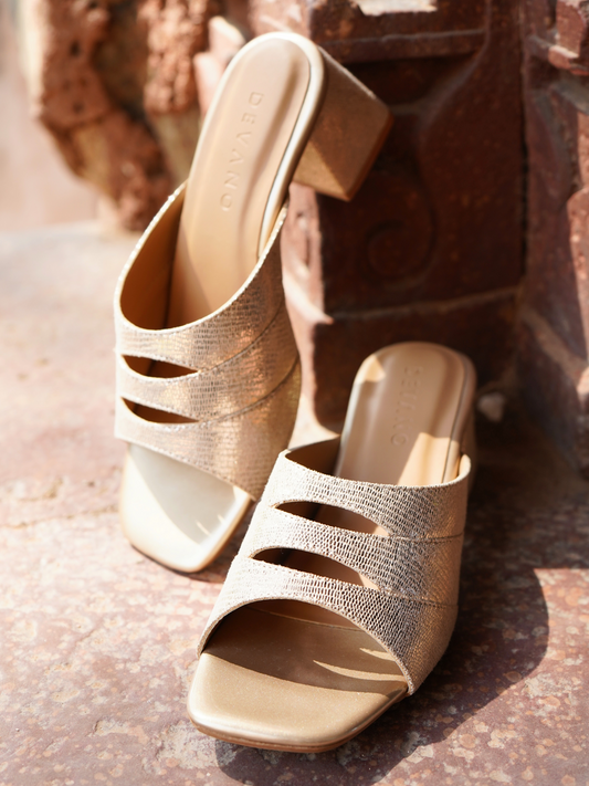 Emma Cutout Mules Champagne Gold