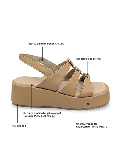 Suzy Puffy Stud Sandal Natural