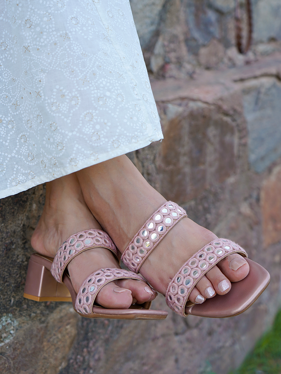 Inaya Mirror Heels Rose