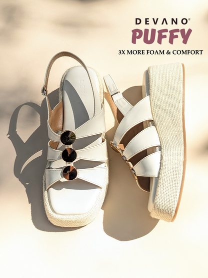 Suzy Puffy Stud Sandal Wicker White