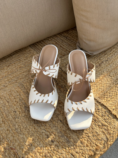 Renata Tie Up Mules Natural White