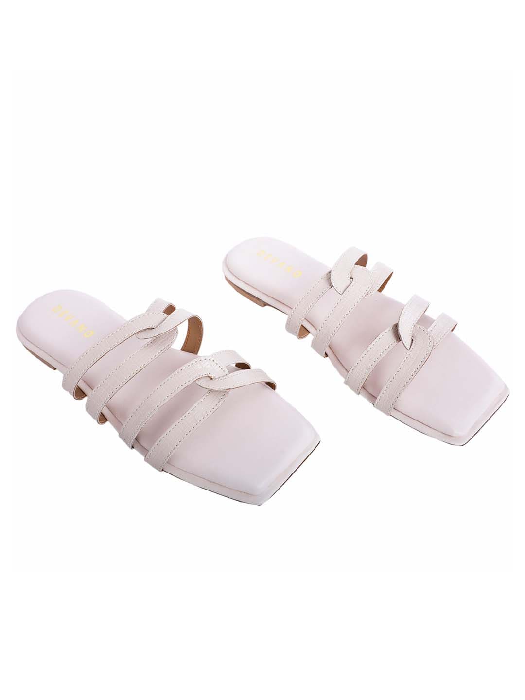 Fanny Twin Strap Flats Cream