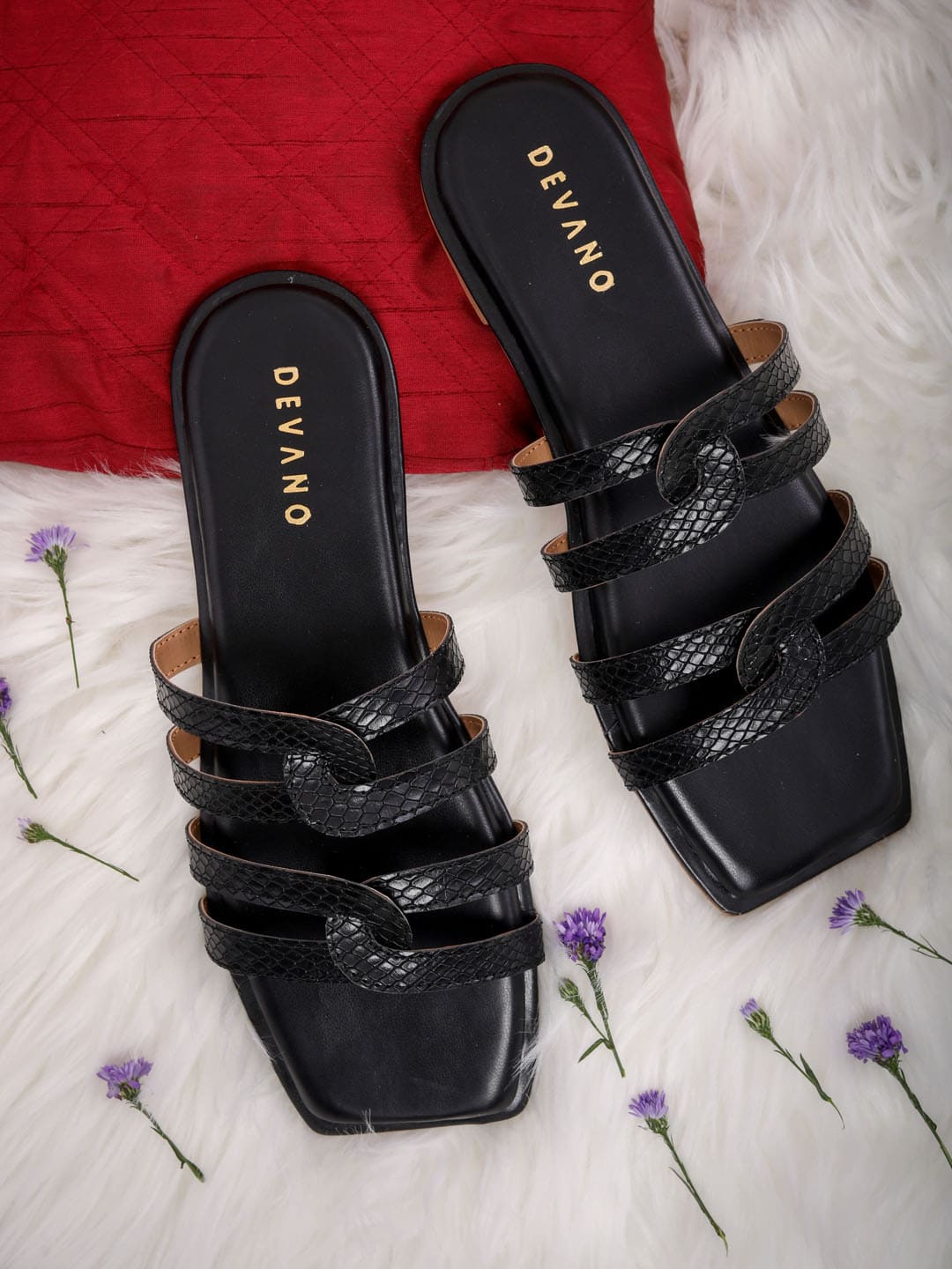 Fanny Twin Strap Flats So Black